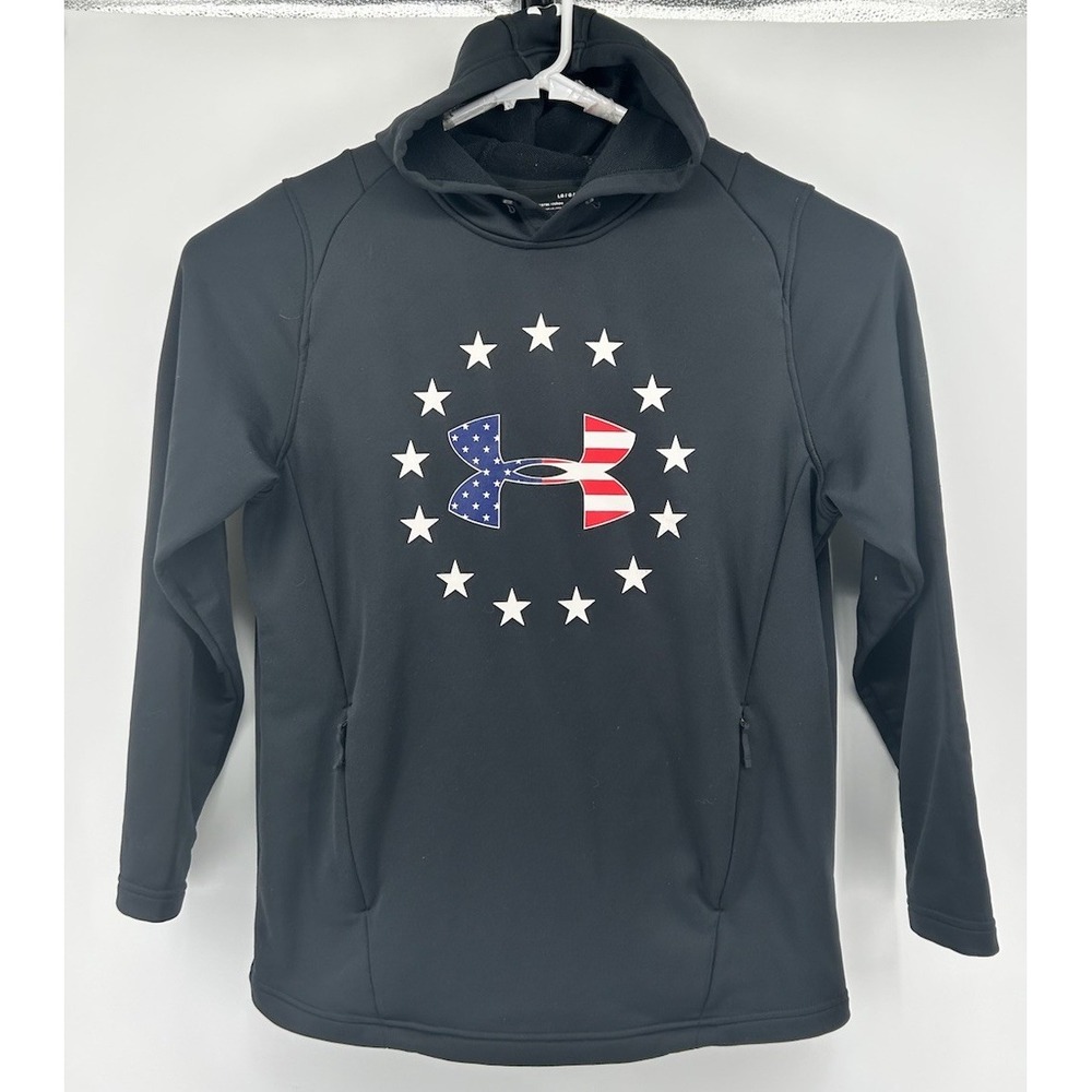 Under Armour Fitted Long Sleeve Pullover Hoodie Black Men's Size Large